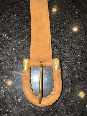 GUCCI Iconic 1970s inverted GG design Buckle, Suede Leather Belt VINTAGE 1970 main image 2