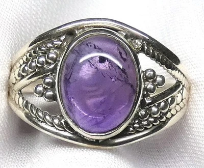 💜Ring Amethyst 925 Silber Gr. 17,8 (56) ovaler Cabochon edles UNIKAT - NEU💜 - Bild 1 von 4