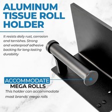 Black Aluminum Wall Mounted Toilet Paper Holder with Shelf, Waterproof, Modern