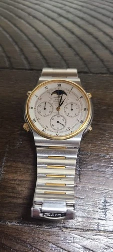 RUNNING Vintage Seiko Moonphase 7A48-7009 A5 Two-Tone w/ new battery & booklet