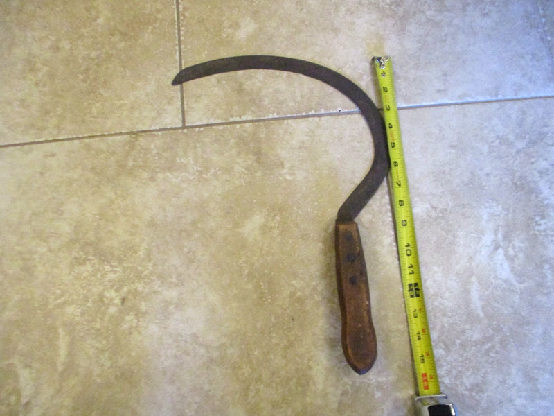 Vintage  Farm Hand Scythe Sickle Rustic Hand Tool 12in Blade 