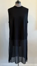 Eileen Fisher 100% Silk Mock Neck Crepe Tunic Top Size Large NEW! $278