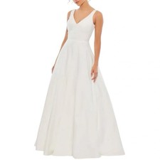 Mac Duggal Ieena Womens Dress Size 0 White Long Ball Gown Prom Cocktail New