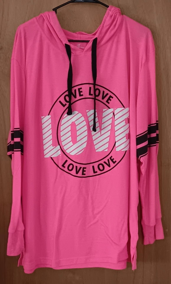 Женская толстовка с капюшоном Bobbie Brooks размер 2X розовая любовь на шнурке - Изображение 3 из 4