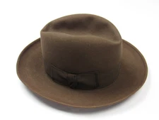 Vtg 1940's 1950's De Capua 3X Beaver Mens Brown Fedora Hat Size 6 7/8 ? Homburg