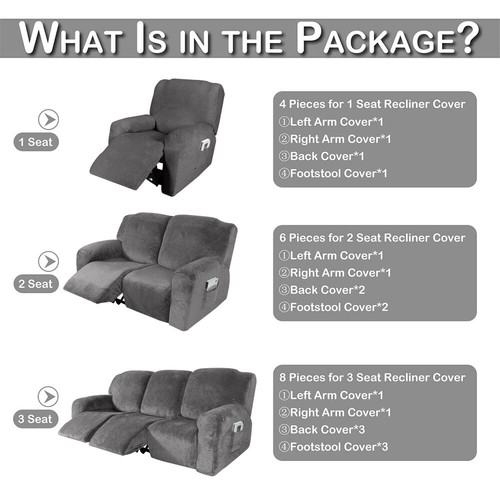 1/2/3 Seater Stretch Velvet Recliner Cover Armchair Lounge Couch Slip cover CN - Picture 3 of 89