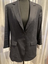Tahari Preppy Business Career Neck Stitched Women's Black Blazer Jacket Sz 10