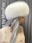 Saga shadow blue fox fur high headband neck warmer