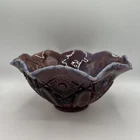 Vintage L E Smith Purple And White Opalescent Slag Glass Bowl 10” Diameter