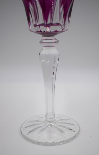 St. Louis Crystal Camargue Pattern Hock Wine Glass - Purple Cut to Clear - Picture 3 of 5