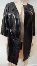 Dkny Donna Karan New York Women's Black Wool Blend Sheen Mac Trench Coat Sz:m