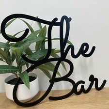 The Bar (add name optional) - Bar Sign - Wooden sign Plaque Flower Wall - Garden