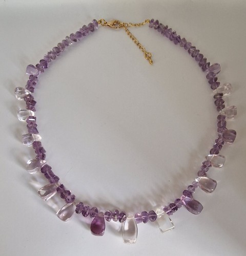 Amethyst Natural Colour Necklace Collar Stunning With Faceted Beads Handmade - Picture 2 of 8