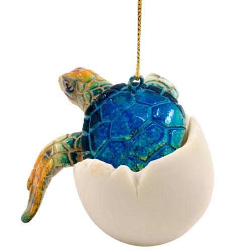 Hatching Baby Sea Turtle Ornament - Blue Coastal Ocean Marine Life Decoration - Picture 3 of 3