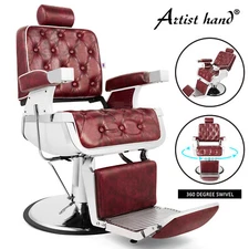 Artist Hand Hydraulic Recline Red Barber Chair Salon Beauty All PurposeEquipment