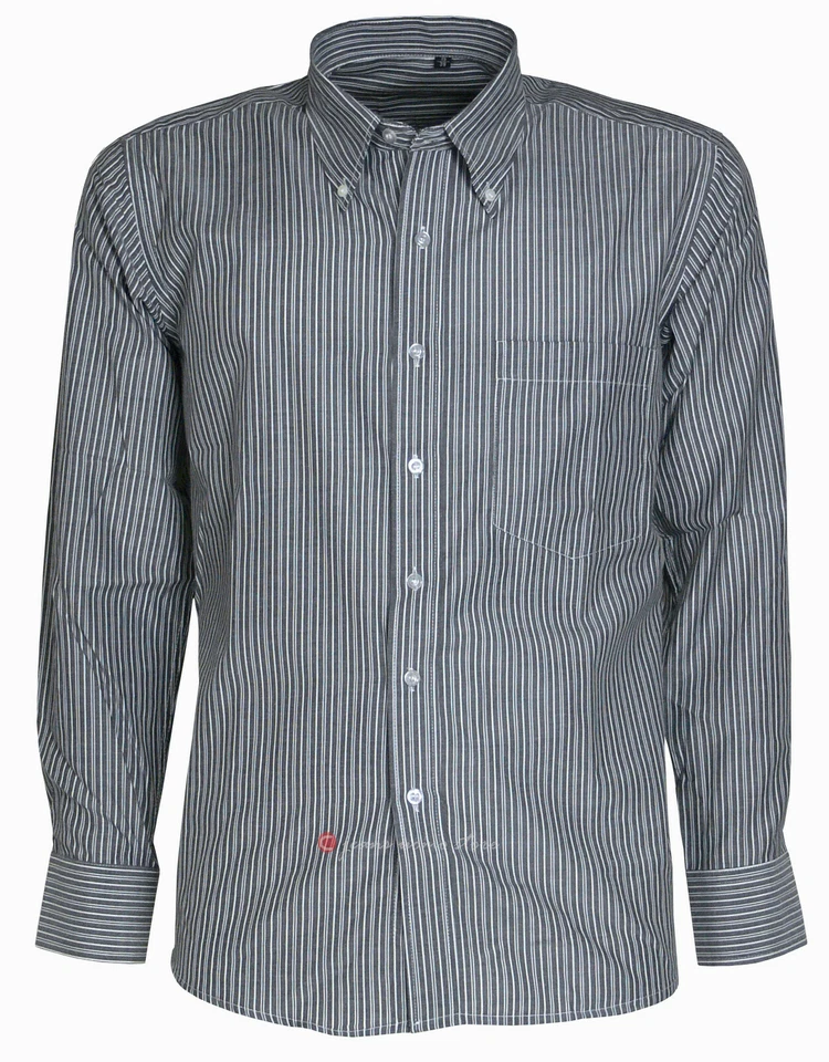 Camicia uomo manica lunga in misto cotone rigata taschino bottoncini tg da 39 46 - Immagine 3 di 4