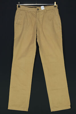 H&M Mens Chino Trousers 48 Brown Plain Straight Regular 100% Cotton J1649