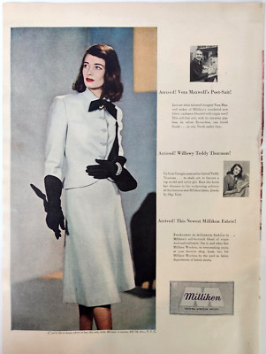 Vera Maxwell Poet Suit Milliken Woolens Women Fashion 1947 Ad Magazine Print NJ