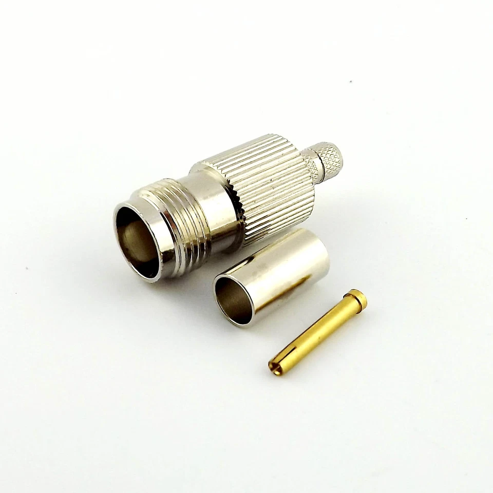 1x TNC Female Jack Straight Crimp For RG58 RG142 RG400 RG223 LMR195 RF Connector - Image 2 of 4