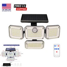 Solar Street Light 333 LEDs Outdoor Motion Sensor IP65 w/Remote Control 3 Modes