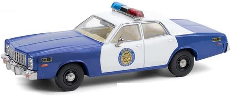 Modèle Réduit 1:18 Plymouth Fury 1975 Sheriff D'Osage County - Bleu Et Blanc - Marque Greenlight Modèle Réduit Plymouth Fury