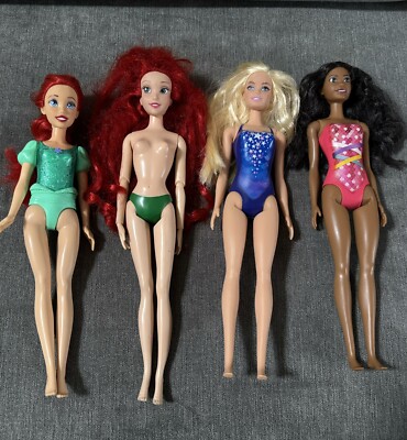 Disney The Little Mermaid Ariel/ Beach Doll Lot of 4 Dolls Nude Mattel Hasbro