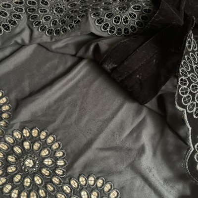 zara black velvet embroidered dress White Embroidered Scallop Hem Crop Top - Two Piece Sets main image 1