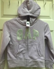 GAP GapKids NWT Light Purple Fleece Sequin ARCH LOGO Hoodie Jacket sz S 6-7 yrs 