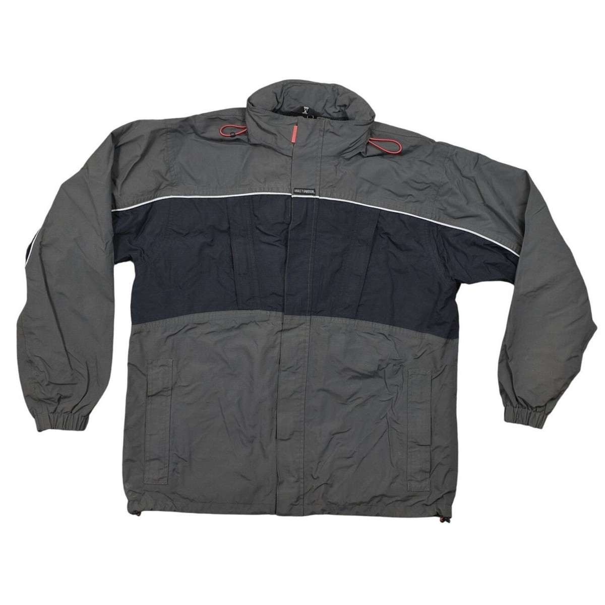 Harley Davidson Gray Nylon Windbreaker Jacket, Size M Mesh