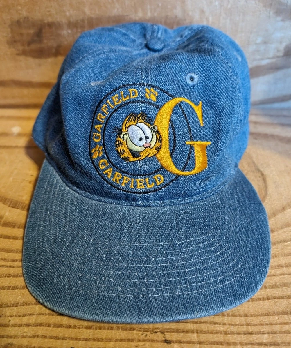 Vintage Adjustable Snapback Denim Hat Garfield Embroidered Front