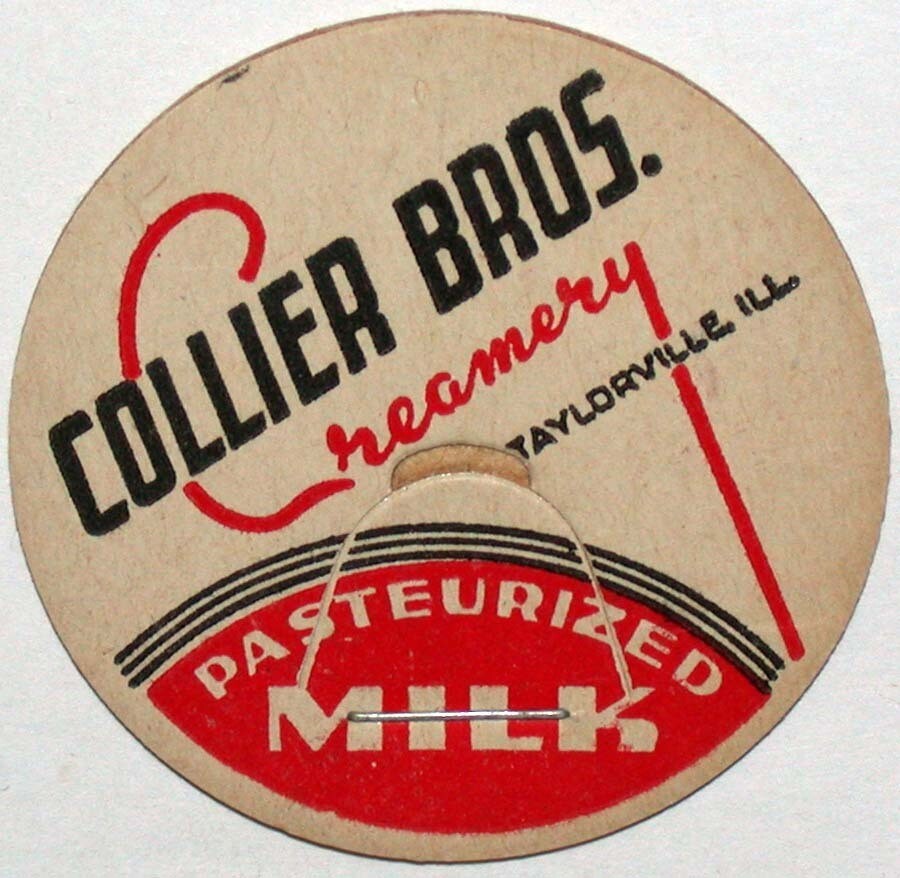 Vintage milk bottle cap COLLIER BROS CREAMERY Taylorville Illinois new