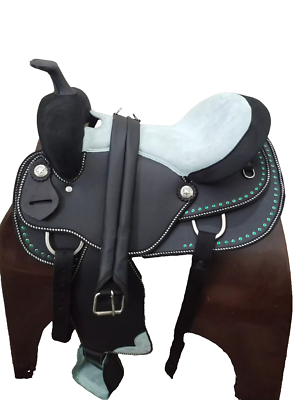 Selle Western Synthétique Pour Barrel Racing Et Trail - Taille 15 Pouces - Idéale Tous Chevaux