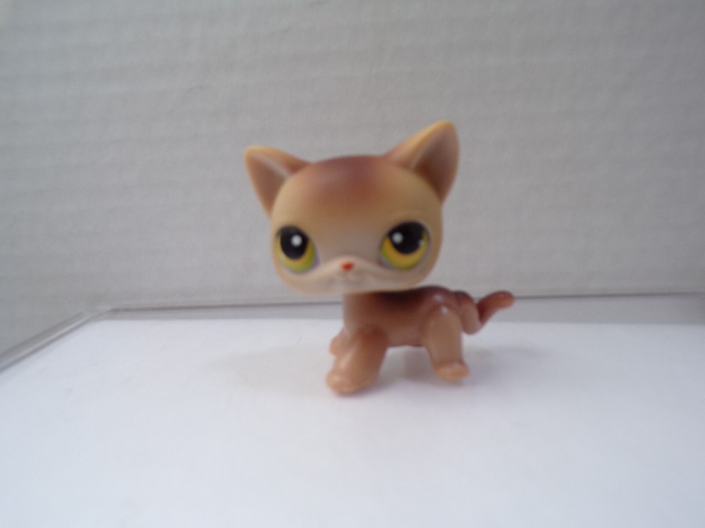 Littlest Pet Shop~#19~Kitty Cat~Beige Brown~Yellow Dot Eyes~Red Magnet