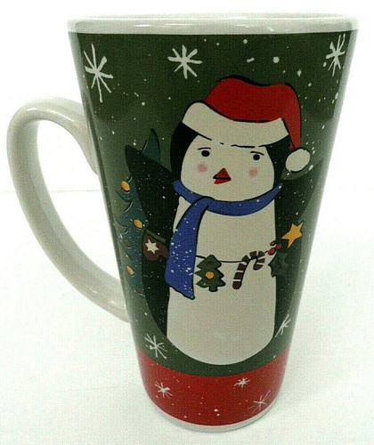PENGUIN COFFEE MUG CUP WINTER HOLIDAY CANDY CANE CHRISTMAS TREE SNOWFLAKE MITTEN - Picture 2 of 7