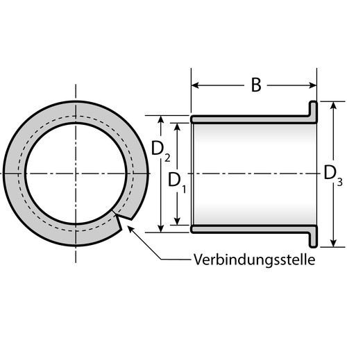 50 Gleitlager mit Bund wartungsfrei 08095 / 8 x 10/15 x 9,5 - Bild 2 von 2