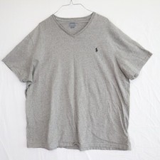 Polo Ralph Lauren T-Shirt Mens 2XL XXL V-Neck Pony Logo Tee Gray Short Sleeve