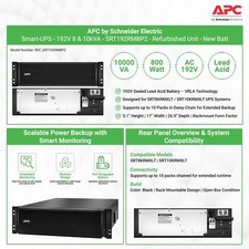 APC Smart-UPS - 192V 8  10kVA - SRT192RMBP2 - Refurbished Unit - New Batt