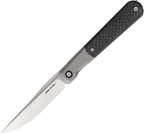 Real Steel Barlow RB-7 Folding Knife 3.25" S35VN Steel Blade Titanium/CF Handle - Picture 6 of 7