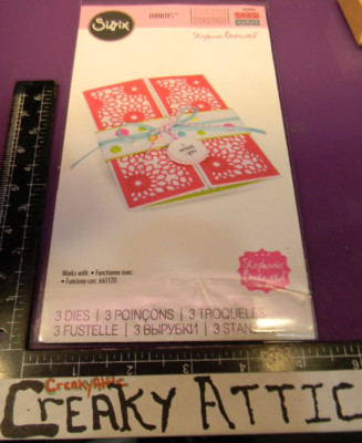HALF CARD RECTANGLE FLOWER SWIRL 3 THINLITS SIZZIX DIE CUT 661839 RET CREAKYA