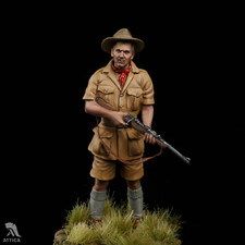 African Hunter 54mm Painted Miniature Tin Toy Soldier Pre-Sale Art Level
