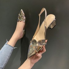 Fashion Women Square Heel High Heels Pointed Toe Pumps Sandals Party Shoes New