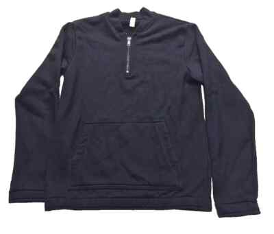 Heavy Terry Sweatshirt Pullover Herren Reißverschluss hochgeschlossen schwarz Größe L