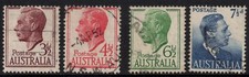 AUSTRALIA 1951/52 RECESS  KING GEORGE VI  STAMPS OF (4)  VFU.