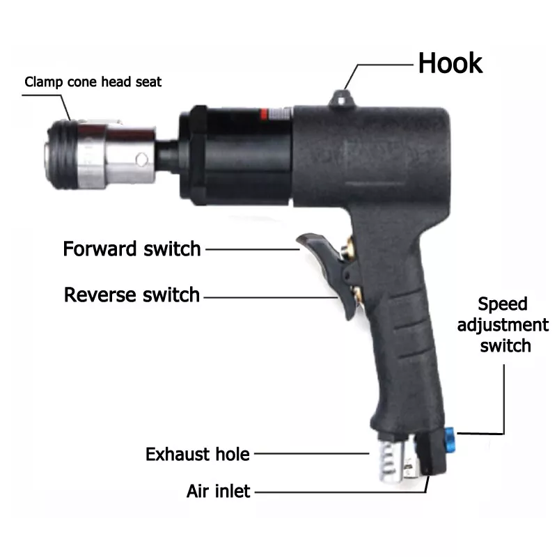 Pneumatic Tapping Machine Gun Drill 400Rpm Air Drilling M3-6 M8 M10 M12 Chucks - Image 3 of 4