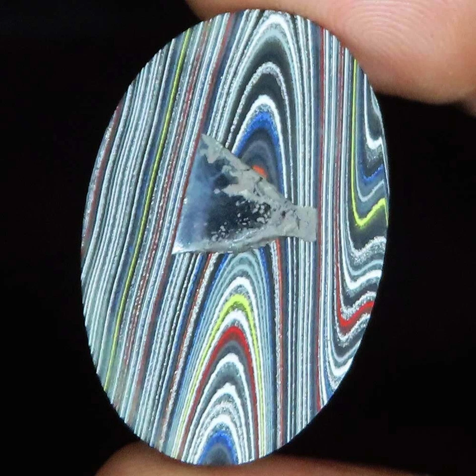 FORDITE DETROIT AGATE 椭圆形凸圆形实验室制造的宝石 21.10 克拉 (20x31x07 毫米) — 第 3/4 张图片