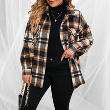 Orange/navy Plaid Shacket
