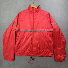 L L Bean Windbreaker Jacket Mens Large Red Full Zip Reflector Trim Mesh Lined