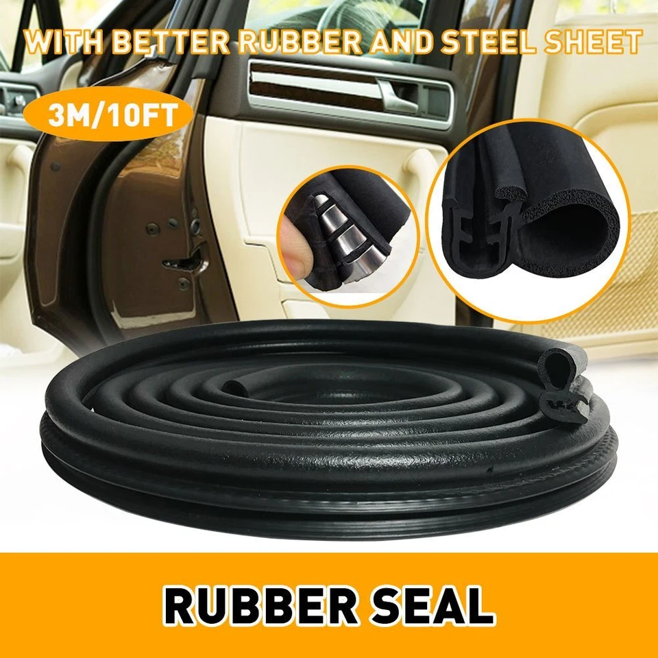 Vedação de borracha para carro tira clima porta janela capô trava tronco borda acabamento 10 pés aço - Imagem 2 de 4