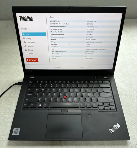 Lenovo ThinkPad T14 Gen 1 - 14 (i5-10310U, 16GB RAM, Boot To Bio) NO SSD/ADAPTER