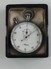 Vintage 1972 Minerva Ducommun Stop Watch Original Box AS-is Needs Work